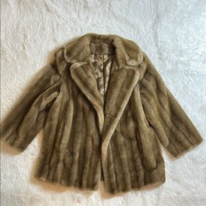 Tissavel of France Tan Faux Fur Coat | Size Large
